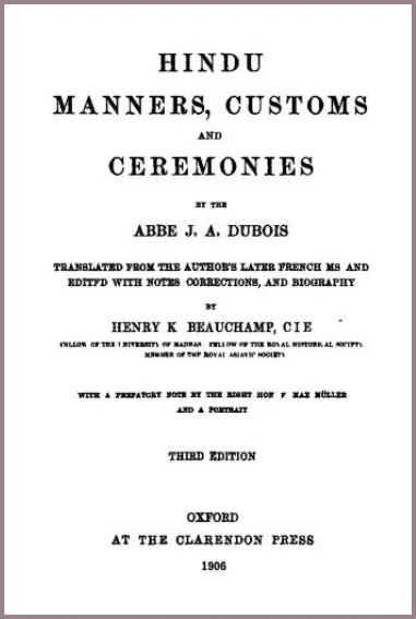 Hindu Manners Customs and Ceremonies