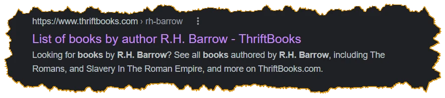 Author R H Barrow -Books list