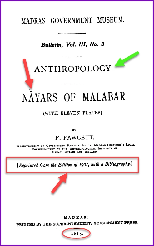 Nayars of Malabar, F Fawcett -1901